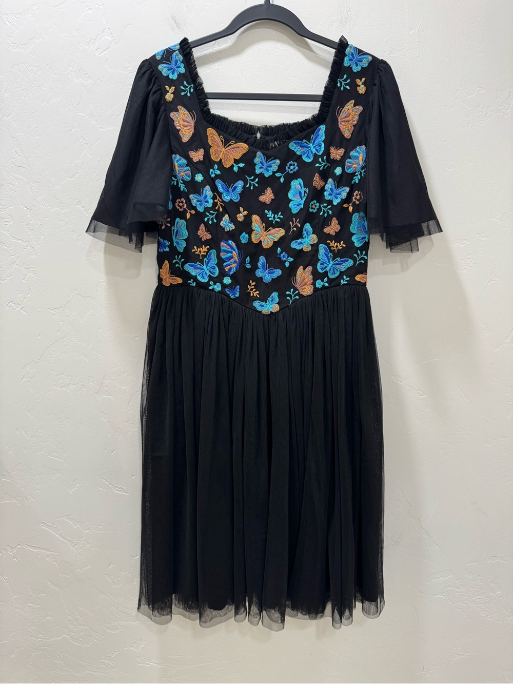 EUC JessaKae Midnight Monarch Dress Butterfly Black Blue Women's Large - Picture 5 of 16